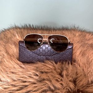 Gucci gold & white detailed aviators